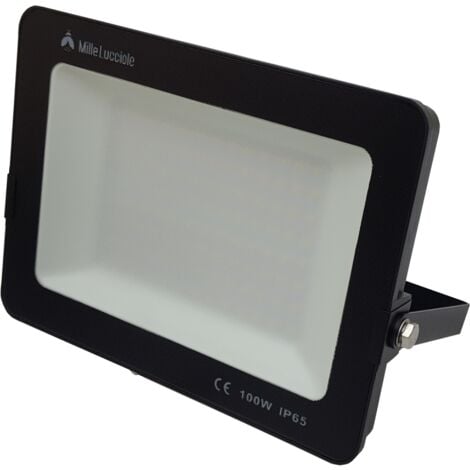 Faro led slim da esterno 100w IP65 faretto smd altà luminosità luce calda fredda metallo nero  naturale 4500k