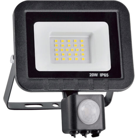 Faro LED SMD 20W con sensore PIR 6500K 120° IP65 nero Polux