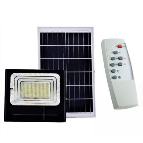 Faro Led Solare 100W Con Telecomando Luce Fredda IP65 Esterno Pannello integrato