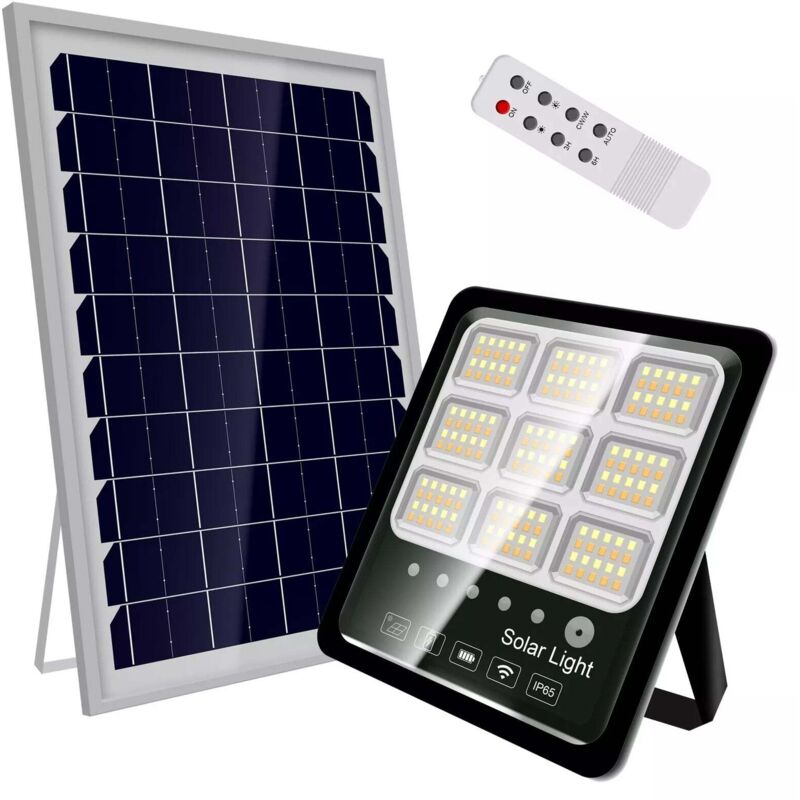 Faro LED Solare da Esterno con Pannello Fotovoltaico 100W