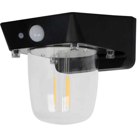 Faro Led Solare Da Parete 1,2W 120LM 3000K Rotondo Trasparente Interrrutore 3 Modalità