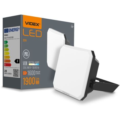 Faro LED Videx FLOOD 20W 1600lm 5000K IP65 nero esterno