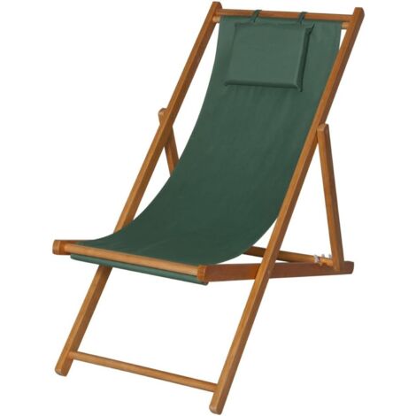 Faro Liegestuhl Gestell Hartholz light teak, Fläche Polyester grün