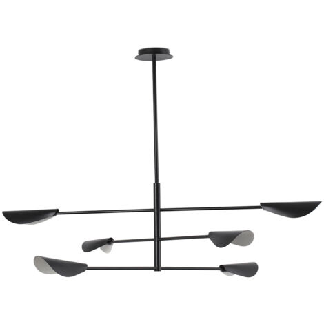 Faro LIGGERA Plafonnier suspendu à 6 bras multiples, noir mat