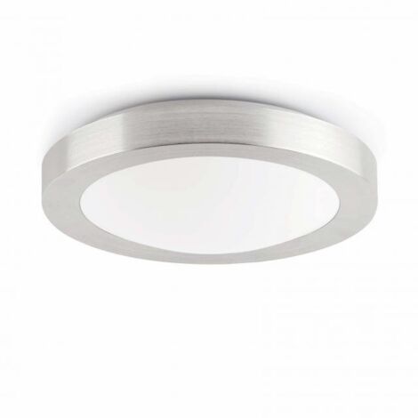 Faro Logos-1 - 1 luz, pequeña, redonda, para baño, plafón a ras de aluminio, blanco IP44, E27