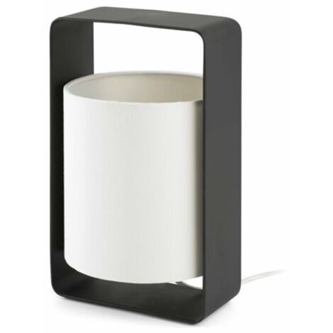 Faro Lula - Lámpara de mesa pequeña 1 luz blanca, negra con pantalla blanca, E27