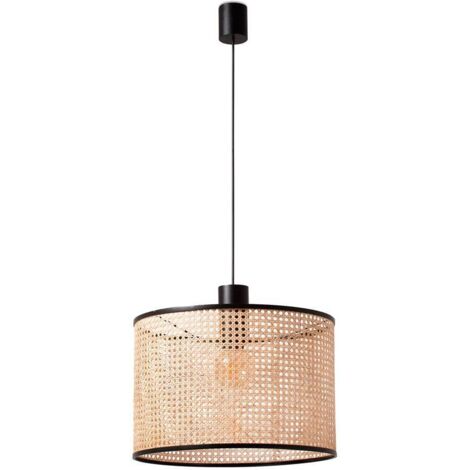 Faro MAMBO Schwarze, einfache Pendelleuchte aus Rattan Ø450