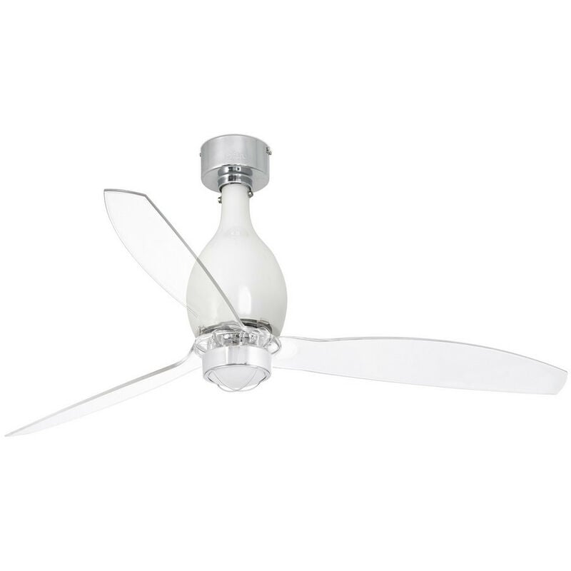 Faro Barcelona - Faro mini eterfan - led Shiny White, Transparent Ceiling Fan with dc Motor Smart - Remote Included, 3000K