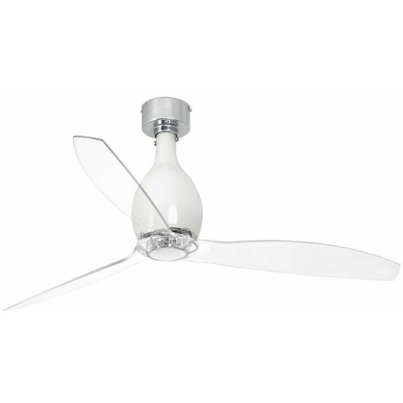 Faro Barcelona - Ceiling Fan Shiny white Mini Eterfan cm 45X128X128 32020 - Bianco brillante - Trasparente