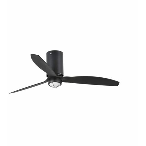Faro MINI TUBE - Ventilador de techo LED negro mate con motor de CC, 3000K