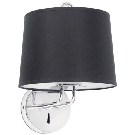 Faro MONTREAL Lampada da parete cromata, paralume nero