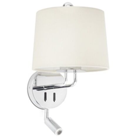 Faro MONTREAL Lámpara de pared cromada con pantalla beige y luz de lectura
