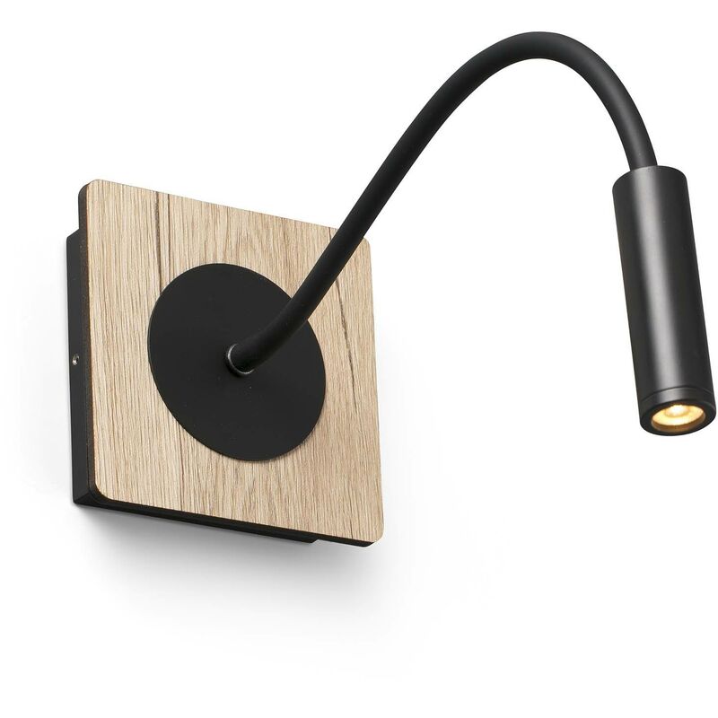 Faro Barcelona - Faro Mood - led Wood Wall Reader Light Black 2W 3000K