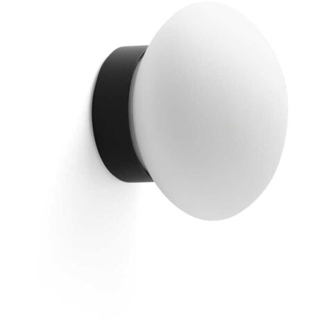 Faro Nubo 12cm Apliques de pared Globe Negro Mate, Ópalo IP44 2700K