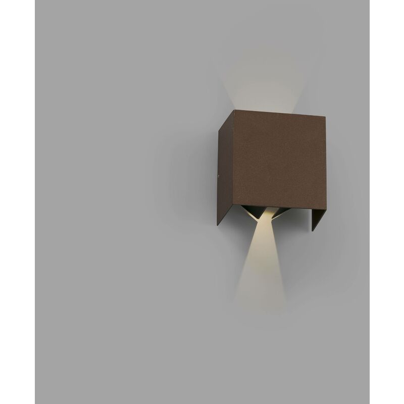 Faro Olan - Outdoor led Up Down Wall Lamp Rust Brown 6W 3000K IP54