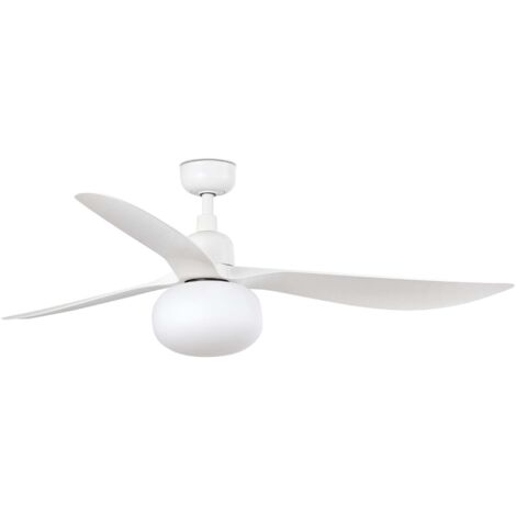 Faro Outwood Grand ventilateur de plafond 3 pales blanc mat avec 1 ampoule E27 IP44