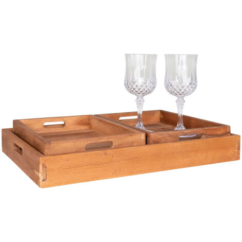 Faro plateau, set de 3 teck.