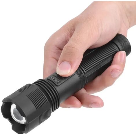 Faro portatile ad alta potenza da 800 lumen, torcia a LED da esterno ricaricabile tramite USB da 15 W, portata del fascio luminoso da 300 a 500 metri, 5 modalità operative (batterie non incluse).