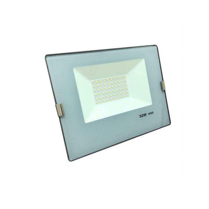 Image of Faro proiettore esterno 100w faretto a led nero ultra sottile slim ip65 6400k