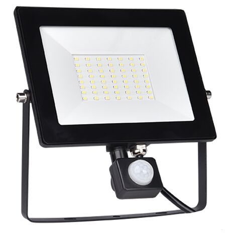 Faro proiettore led nero da esterno con sensore di movimento impermeabile luce bianca fredda  20w