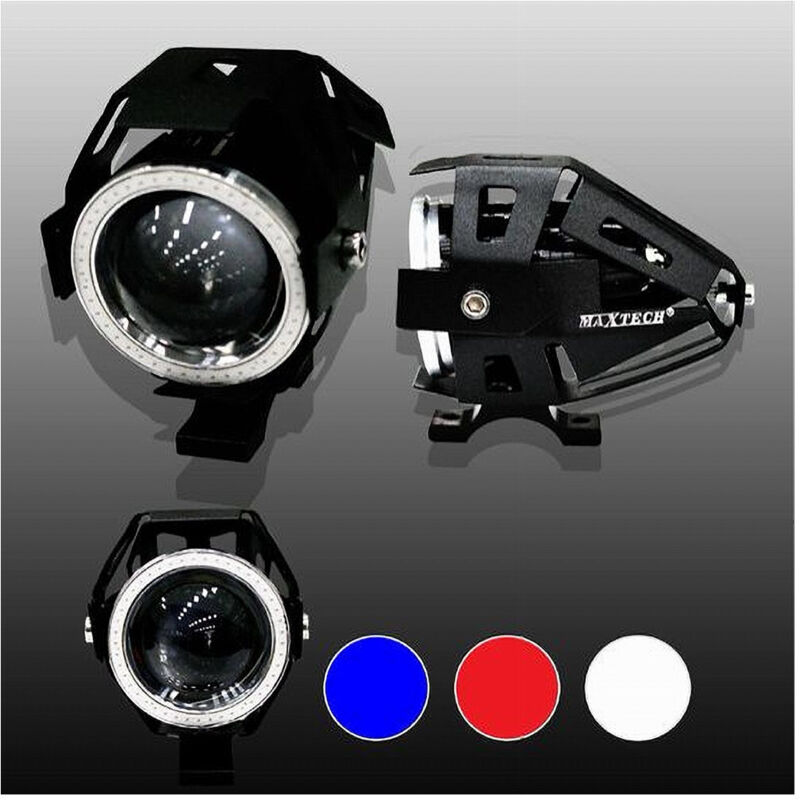 Maxtech - Faro Proiettore Luce Led Fari Moto Guida Bianco Blu Rosso Occhio U7-led001 -