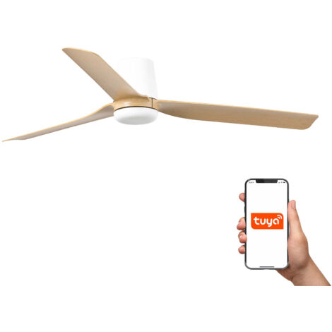 Faro Punt Tub Sistema inteligente Tuya de 3 aspas, mediano, blanco mate, arce