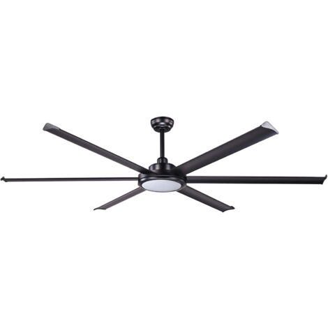 Faro Rotterdam Ventilador de techo XL de 6 aspas, color negro mate, con luz de 3000 K