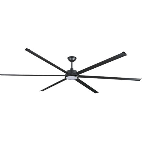 Faro Rotterdam Ventilador de techo XXXL de 6 aspas, color negro mate, con luz de 3000 K