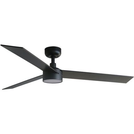 Faro Rudder Ventilateur de plafond encastré Rudder Smart LED 132 cm, noir mat, pales en noyer, 3 pales réversibles