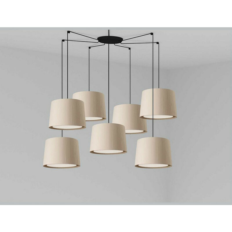 Faro Samba Black, Beige Pendant Suspension Pendant Lamp 7 Light