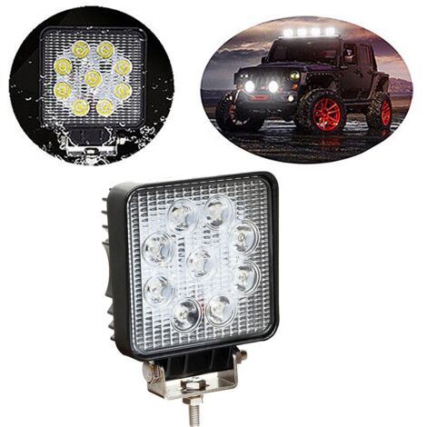 FARO SLIM SUPPLEMENTARE PROFONDITA AUTO FUORISTRADA 12V QUADRATO 9 LED 27W IP68