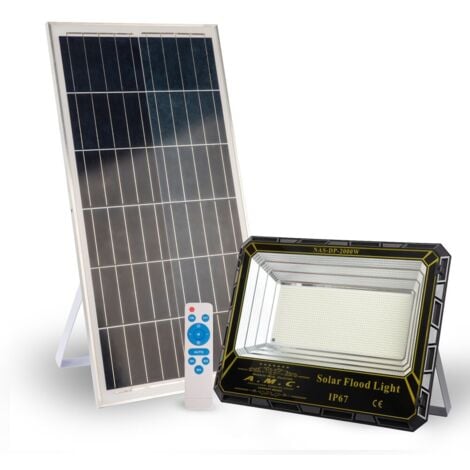 Faro Solare a Led 2000W pannello solare con sensore e telecomando, IP 67