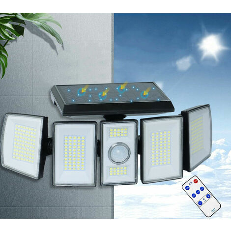 FARO SOLARE LED ORIENTABILE FARETTO TELECOMANDO SENSORE DI MOVIMENTO 300LED