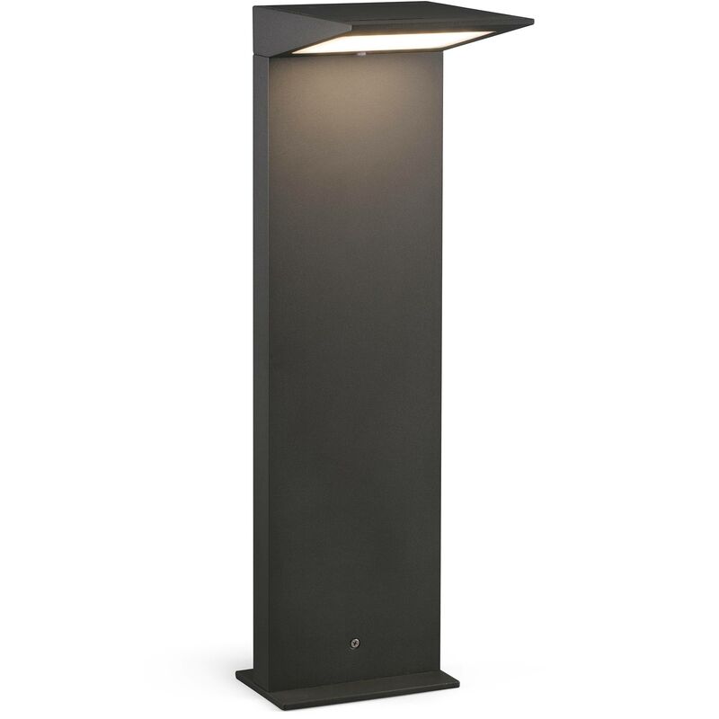 Faro Soleil - Outdoor Dark Grey Bollard Solar Panel Light IP54