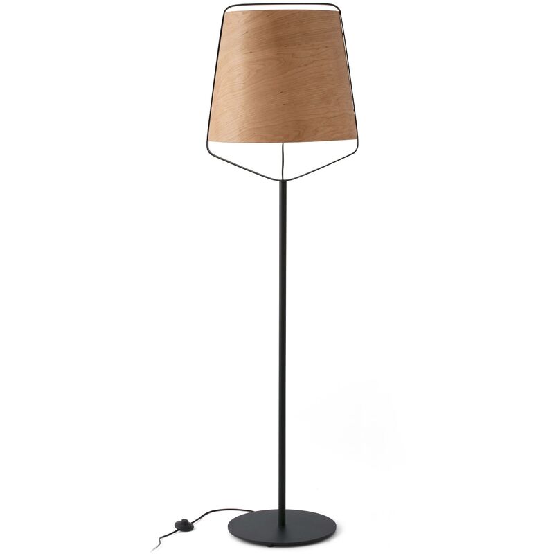 Faro Lighting - Faro Stood - 1 Light Floor Lamp Black, Wood, E27