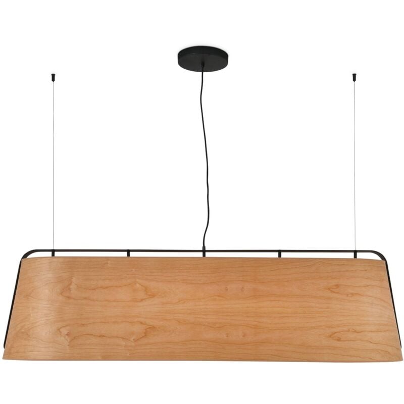 Faro Barcelona - Faro Stood - Suspension à 5 ampoules au plafond noir et bois de cerisier, E27