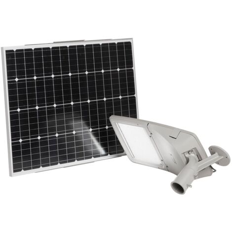 Faro stradale LED FEBO in alluminio argento con pannello solare 40W 4000K (luce naturale) IP65