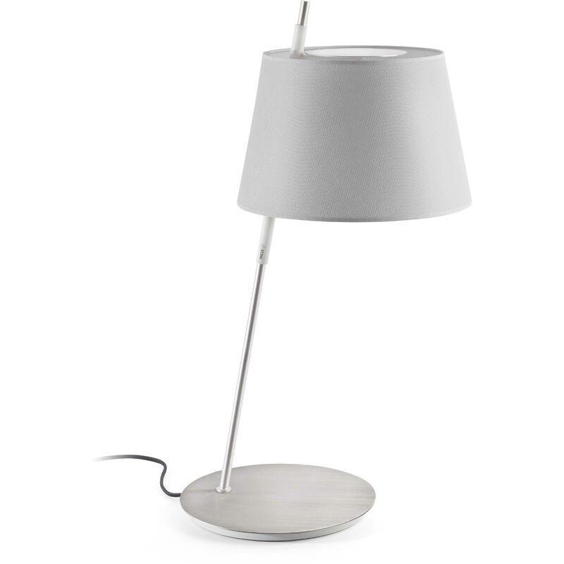 Faro Lighting - Faro Tango - Satin Nickel Table Lamp Grey Shade, E27