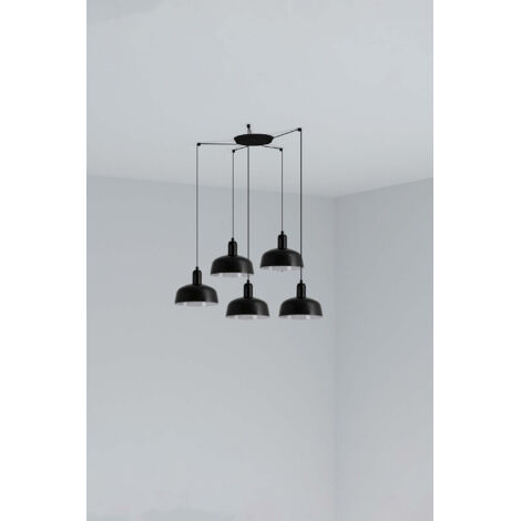 Faro Tatawin Kleine Cluster-Pendelleuchte, schwarz, glänzend, 5 x E27