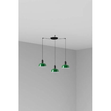 Faro Tatawin Kleine Cluster-Pendelleuchte, Schwarz, Grün glänzend, 3 x E27
