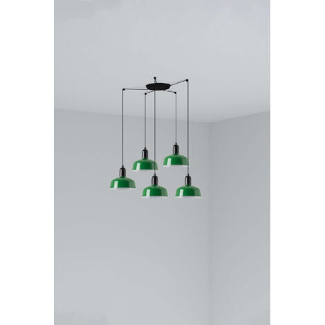 Faro Tatawin Kleine Cluster-Pendelleuchte, Schwarz, Grün glänzend, 5 x E27