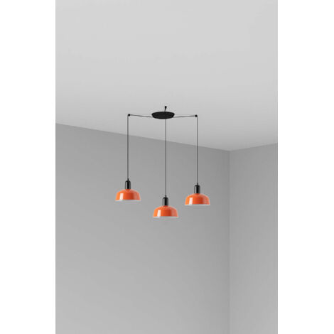 Faro Tatawin Kleine Cluster-Pendelleuchte, Schwarz, Rot-Orange glänzend, 3 x E27