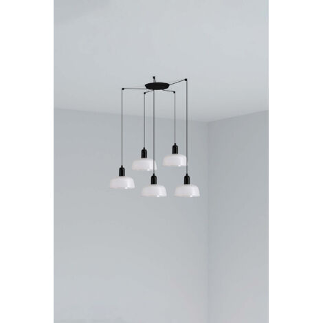 Faro Tatawin Kleine Cluster-Pendelleuchte, Schwarz, Weiß glänzend, 5 x E27
