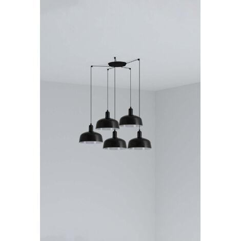 Faro Tatawin Mittlere Cluster-Hängedeckenleuchte, Schwarz glänzend, 5 x E27