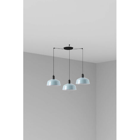 Faro Tatawin Mittlere Cluster-Pendelleuchte, Satinschwarz, Graublau glänzend, 3x E27