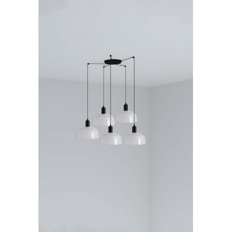 Faro Tatawin Mittlere Cluster-Pendelleuchte, Schwarz, Weiß glänzend, 5 x E27