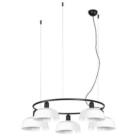 Faro Tatawin Mittlere Pendel-Deckenleuchte Schwarz, Weiß glänzend 5x E27