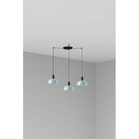 Faro Tatawin Petit plafonnier suspendu noir et gris bleuté, 3 ampoules E27
