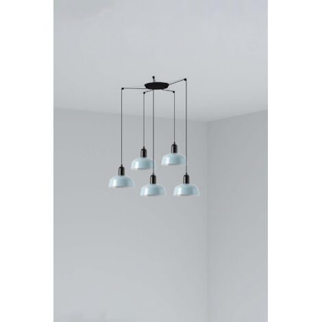 Faro Tatawin Petit plafonnier suspendu noir et gris bleuté, 5 ampoules E27