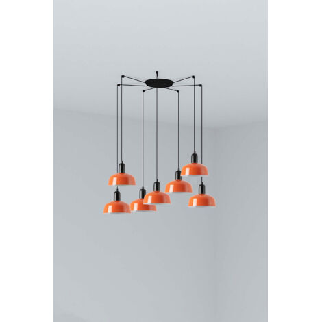 Faro Tatawin Petit plafonnier suspendu noir, orange rougeâtre brillant, 7 ampoules E27